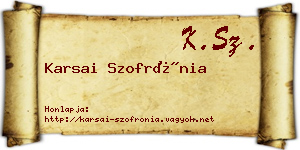 Karsai Szofrónia névjegykártya